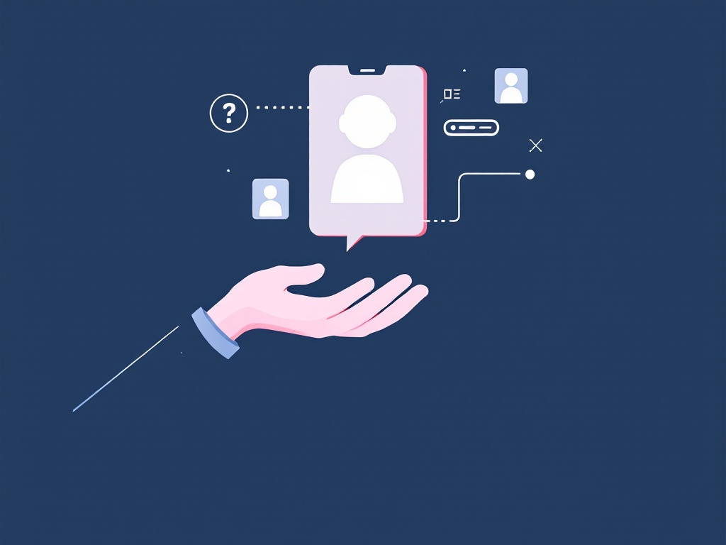 A disembodied hand interacting with a floating digital assistant interface, illustrating the theme of technology and AI-driven communication.