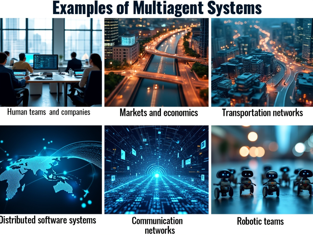 A visual representation of various multi-agent systems applications.