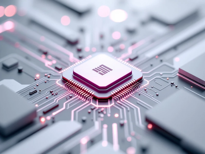 A minimalist depiction of a circuit board symbolizing technological advancements in finance.