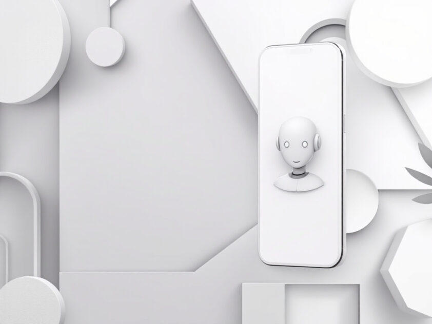 A clean, minimalist image showcasing a futuristic digital assistant or chatbot interface with sleek design.