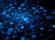 A futuristic digital honeycomb structure with interconnected hexagonal cells in shades of blues and grays.