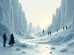 A minimalist futuristic landscape with autonomous agents collaborating on complex problems.