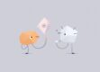 A minimalist illustration of geometric shapes symbolizing communication between intelligent systems.