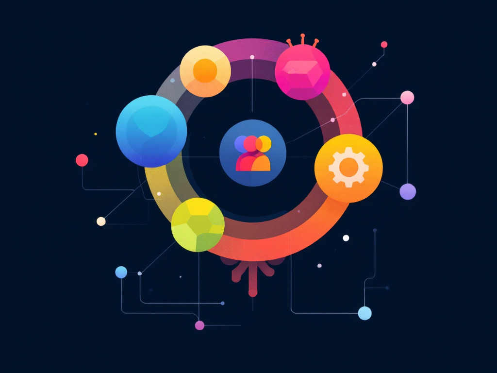 A minimalist illustration of interconnected geometric shapes representing agents in a collaborative multi-agent system.