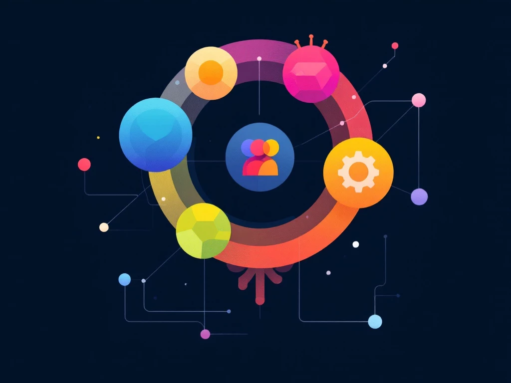 A minimalist illustration of interconnected geometric shapes representing agents in a collaborative multi-agent system.