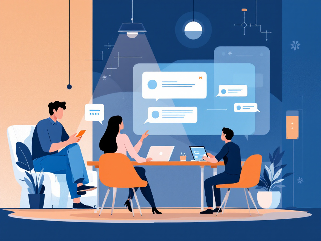 Minimalist digital illustration of AI in human resource management