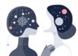 A minimalist illustration symbolizing the synergy between human creativity and artificial intelligence through abstract forms.
