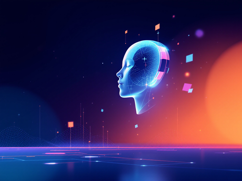 A minimalist digital illustration of a floating intelligent agent avatar against a simple background.