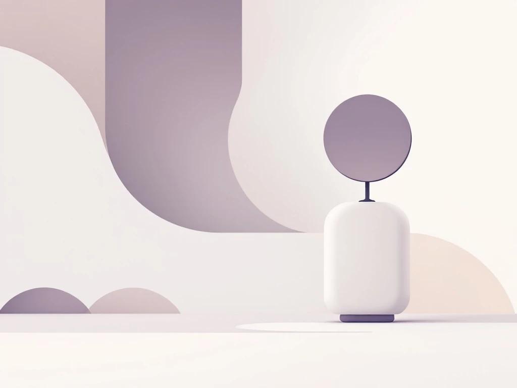 A minimalist representation of an intelligent agent featuring geometric shapes on a clean background.
