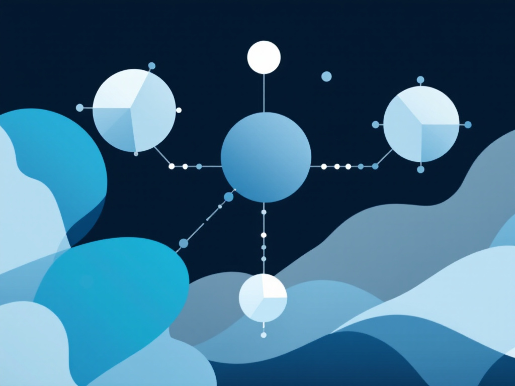 Network of blue spheres and circles illustrating reinforcement learning.