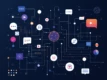 A clean, minimalist image depicting interconnected digital agents and languages through abstract geometric shapes and lines.