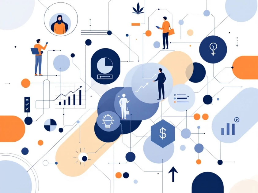 A minimalist illustration of the interconnected nature of financial markets with geometric shapes and lines.