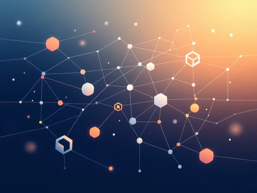 A sleek, minimalist illustration of a network of geometric shapes and lines representing communication between autonomous agents.