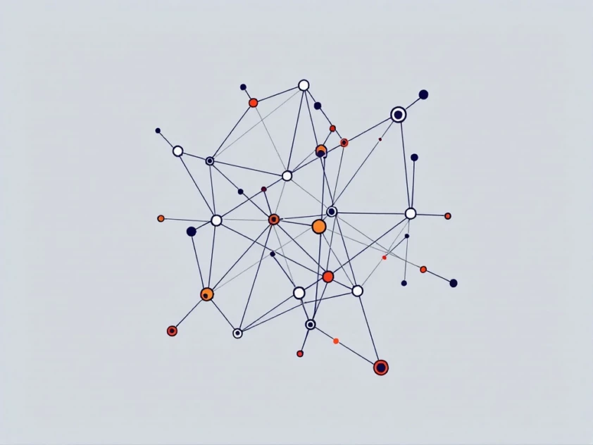 A minimalist visual representation of a knowledge graph with interconnected nodes and lines.