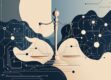 A minimalist illustration of law and AI integration with geometric shapes.