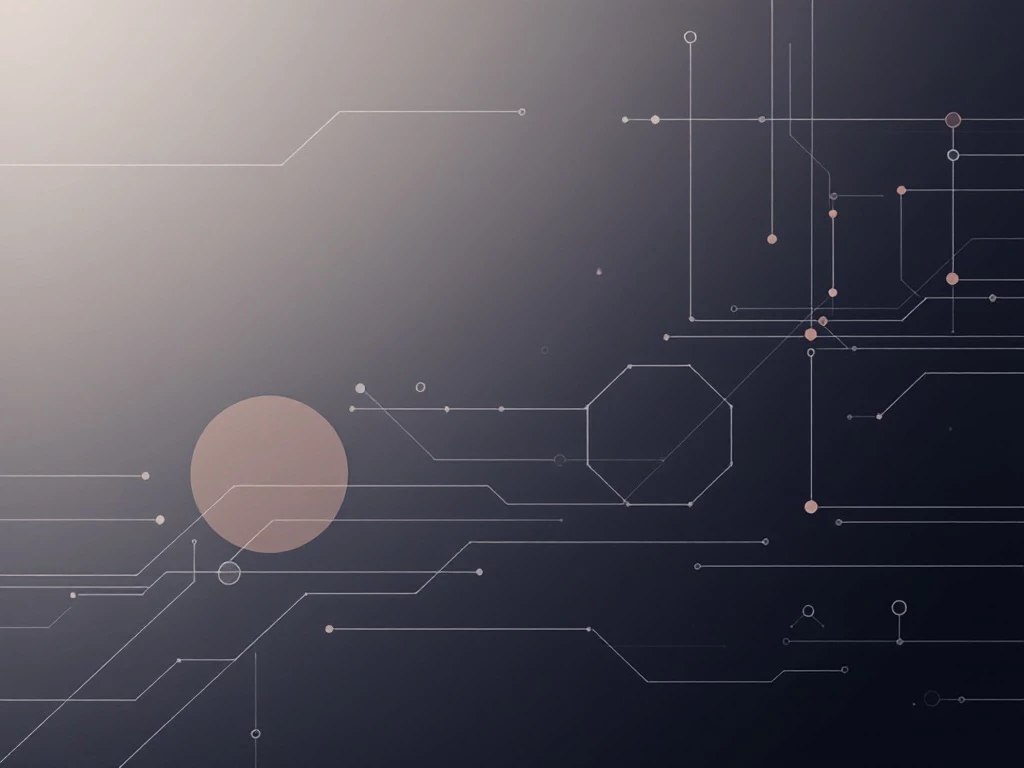 A clean, minimalist digital background featuring abstract geometric shapes and lines in muted colors.