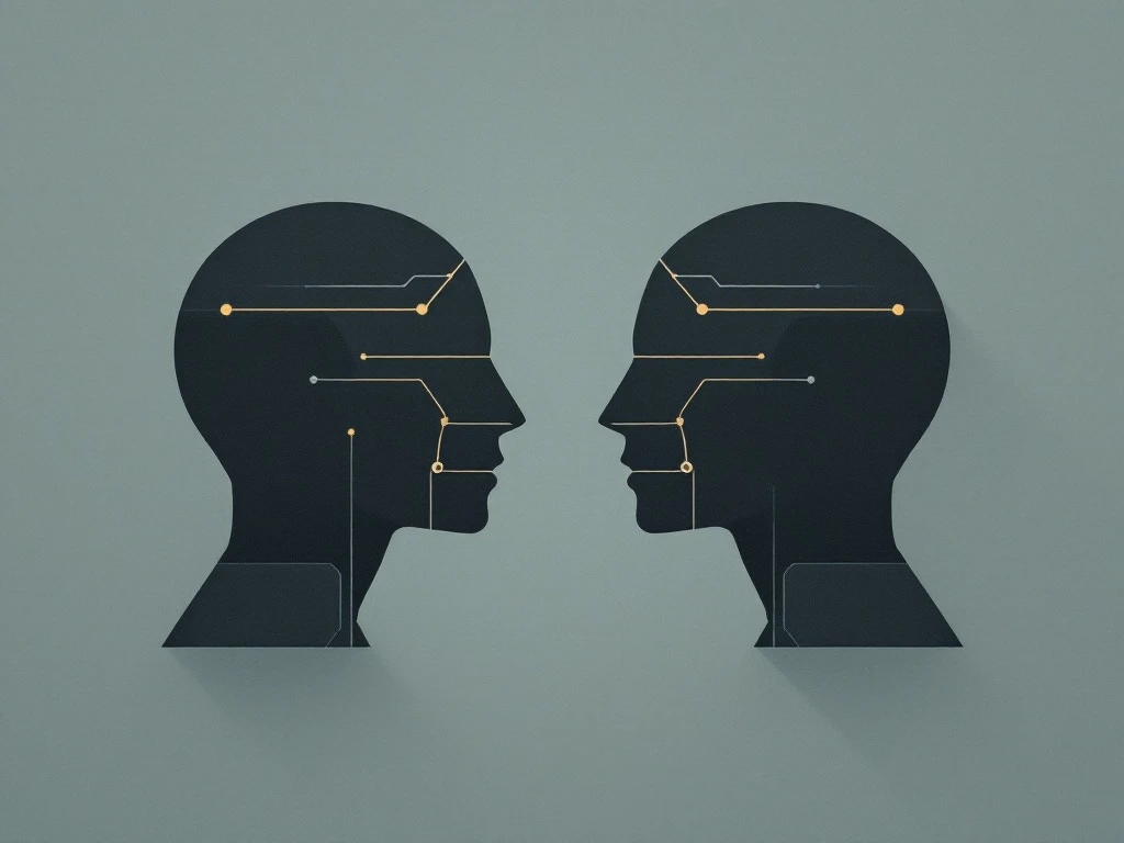 Abstract illustration of geometric shapes representing communication between AI agents.