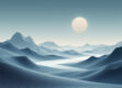 A minimalist, abstract landscape composed of simple geometric shapes and gradients.