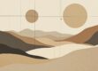 A minimalist, abstract landscape with geometric shapes and earthy tones.