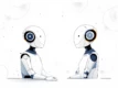 Modern illustration of two abstract software agents in conversation.