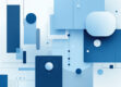 Minimalist geometric shapes in shades of blue and gray, representing autonomous agents in robotics.