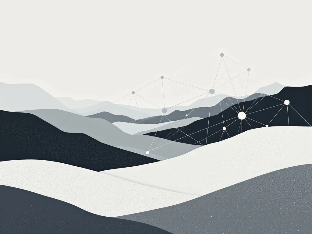 A clean, minimalist landscape featuring interconnected geometric shapes and lines in a muted color palette, conveying balance and dynamism.