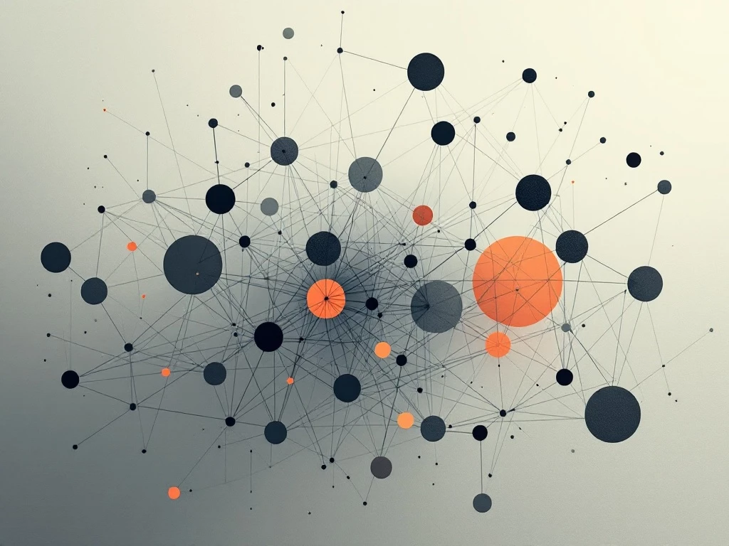 A minimalist illustration of interconnected shapes and lines representing agent-based systems.