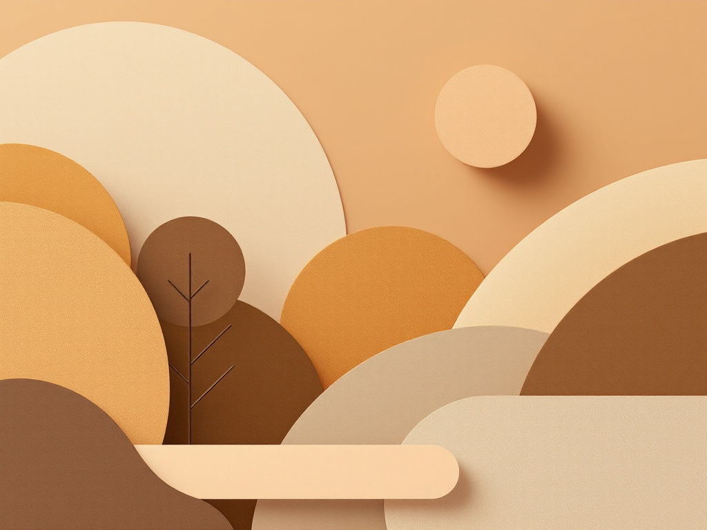 A minimalist image featuring simple geometric shapes and gradients in muted, earthy tones, representing themes of digital interactions and AI-powered customer service.