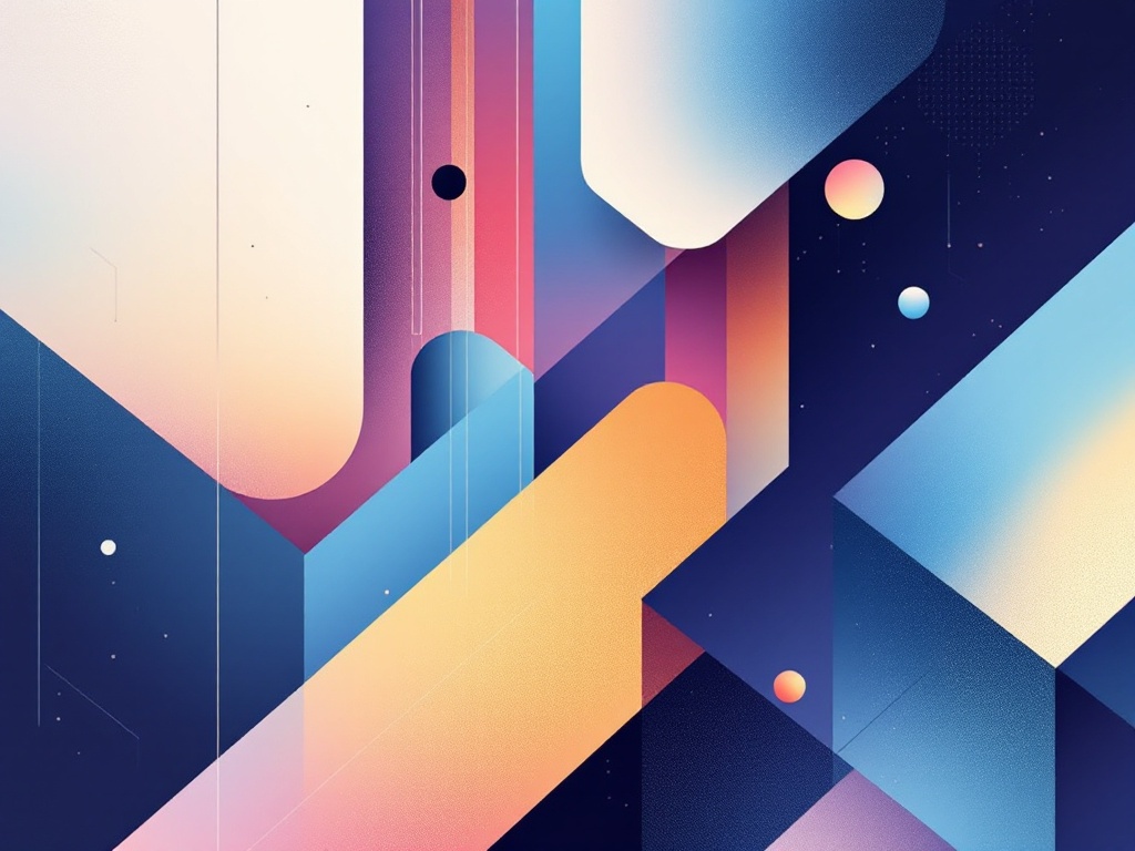 A modern minimalist image featuring abstract geometric shapes and gradients.