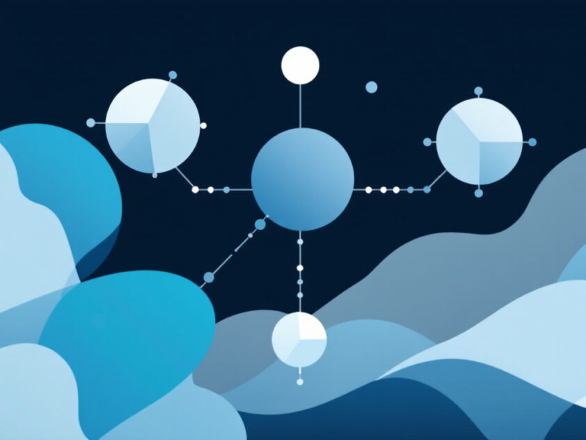 A clean, modern visual with minimalist shapes and color gradients representing the interconnectedness and dynamic nature of multi-agent systems and reinforcement learning.
