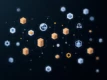 A minimalist illustration of interconnected geometric shapes representing multi-agent systems in logistics.