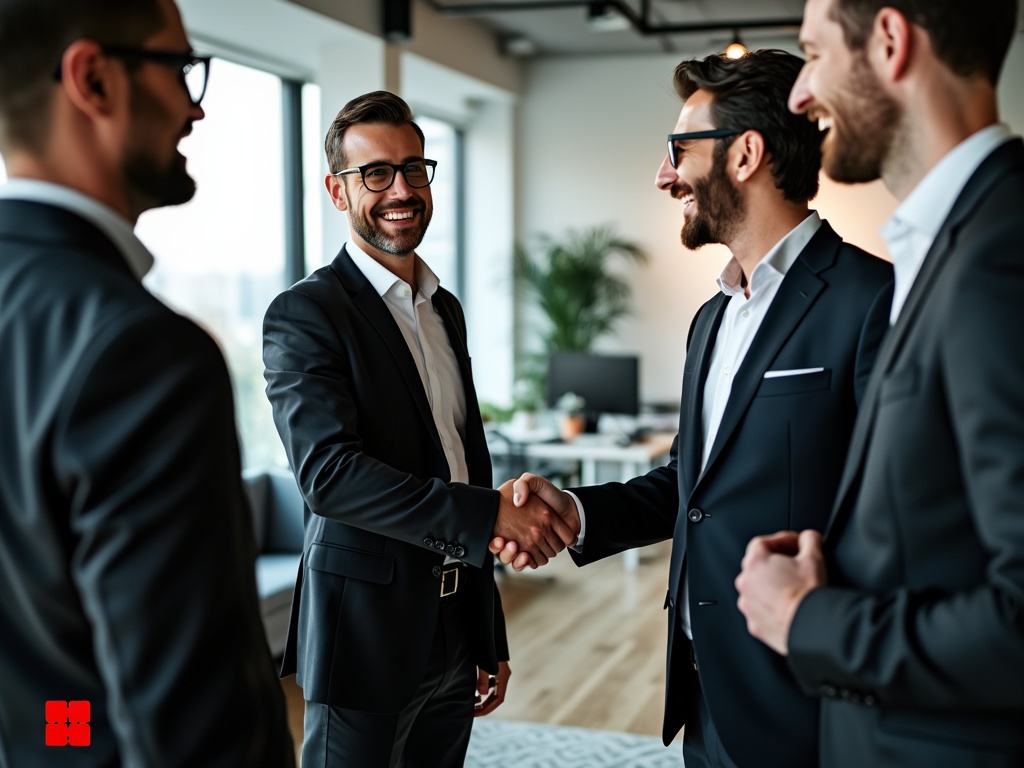 Two professionals in formal attire engaged in a handshake, symbolizing advanced negotiation training.