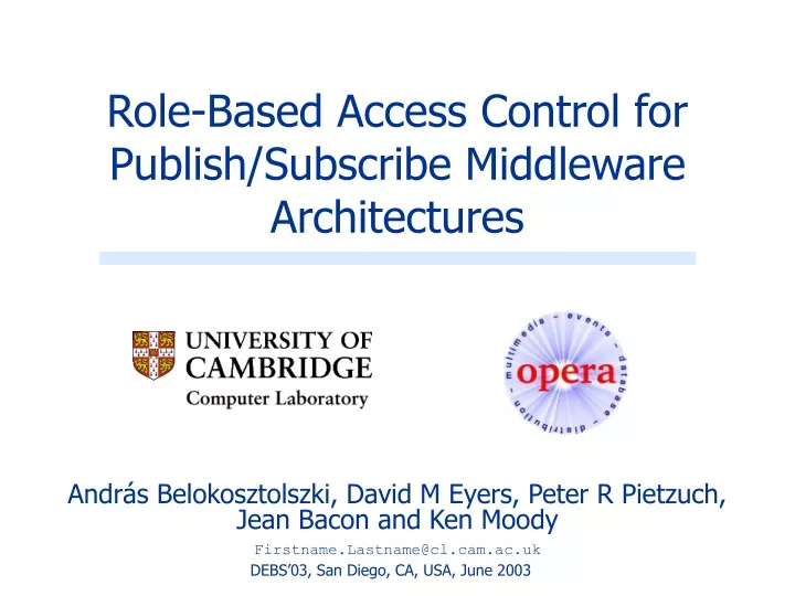 Authors discussing role-based access control in middleware