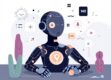 A clean, minimalist illustration depicting a robotic agent interacting with abstract shapes, symbolizing autonomous decision-making.