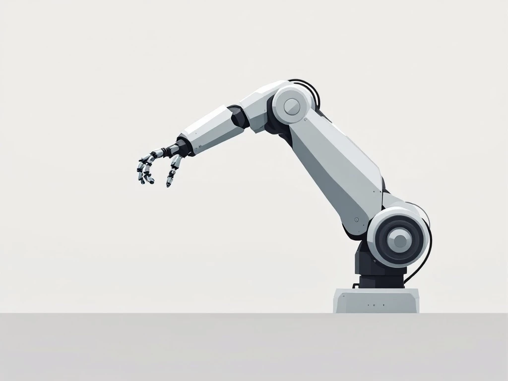 A sleek robotic arm rendered in grey against a minimalist background, showcasing precision and efficiency.