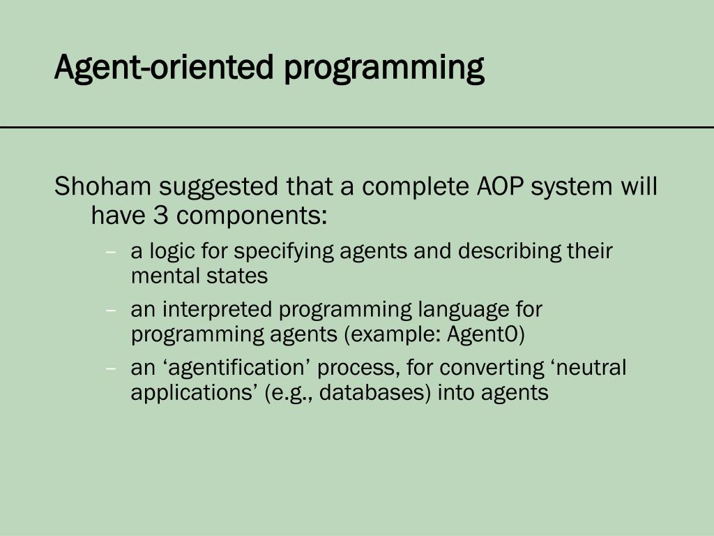 Diagram of Shoham's agent-oriented programming system components