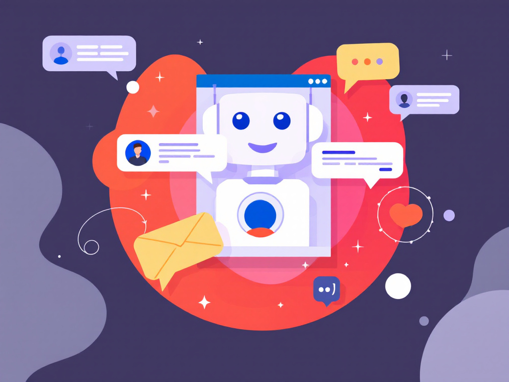 A stylized, minimalist image of a chatbot interface with clean, geometric shapes.