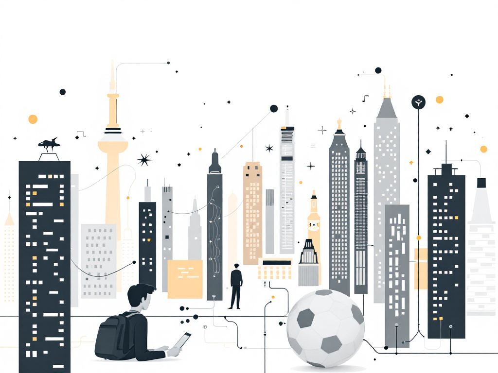 A minimalist illustration of a stylized cityscape symbolizing collaborative multi-agent systems.