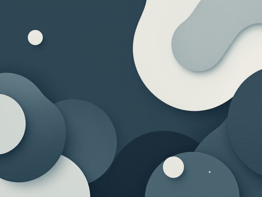 A clean, modern design featuring abstract geometric shapes in muted tones.
