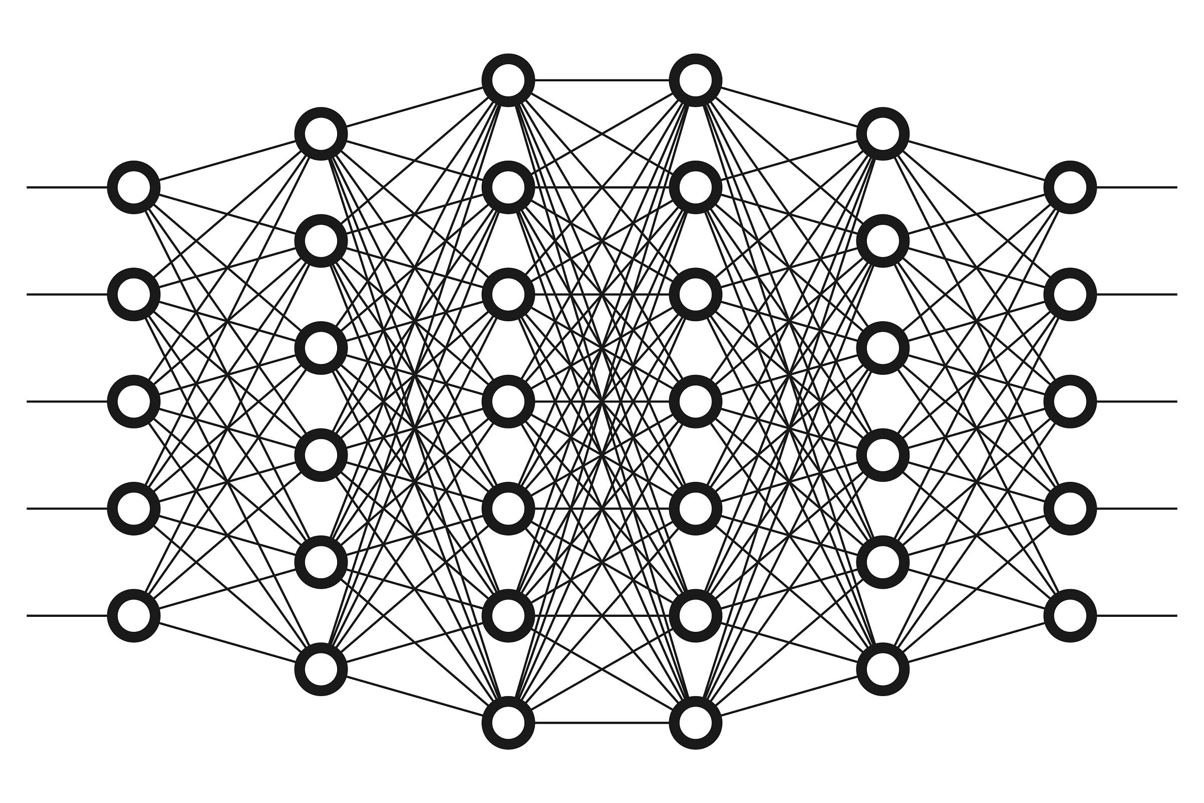 Illustration of a deep learning neural network architecture.