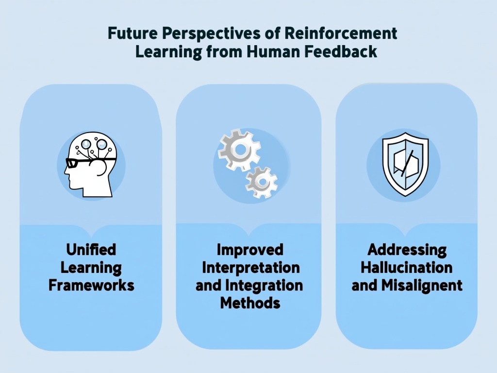 Infographic illustrating future perspectives of reinforcement learning.