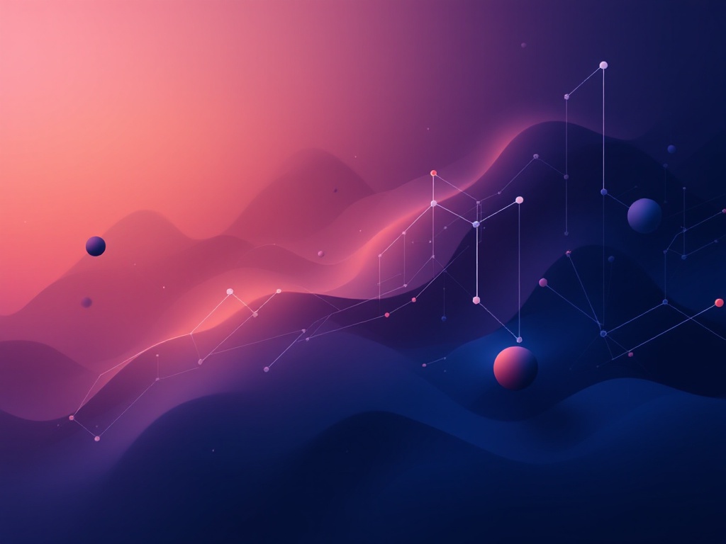 A futuristic image with abstract geometric shapes and a gradient background, representing technological advancements in AI voice cloning.