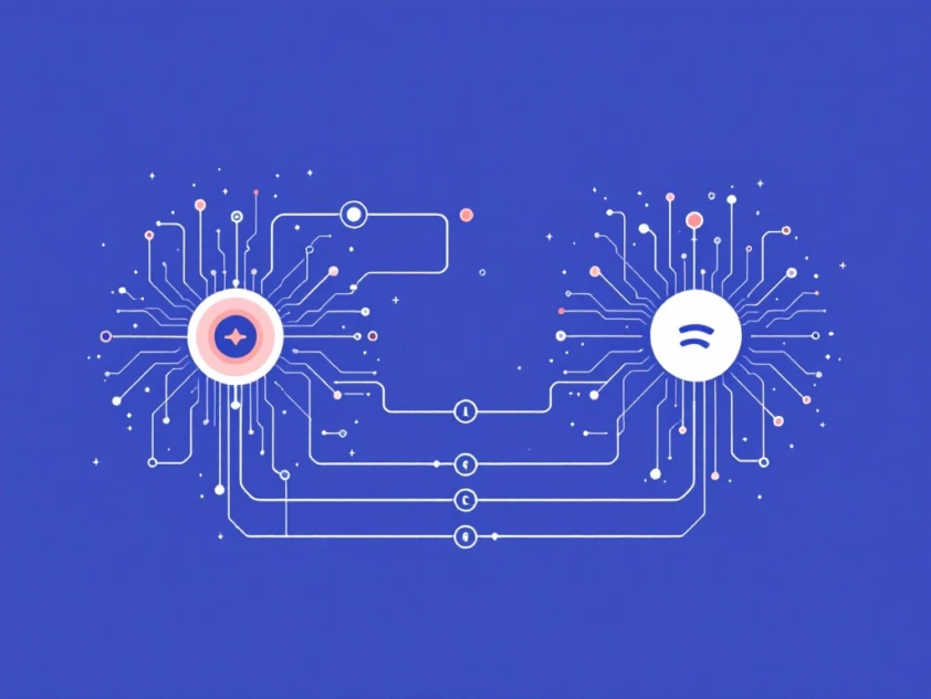 Stylized illustration of two interconnected circuits representing advanced AI language models Grok and ChatGPT.