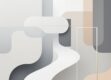 A minimalist, abstract image representing the intersection of language and artificial intelligence with clean, geometric shapes.