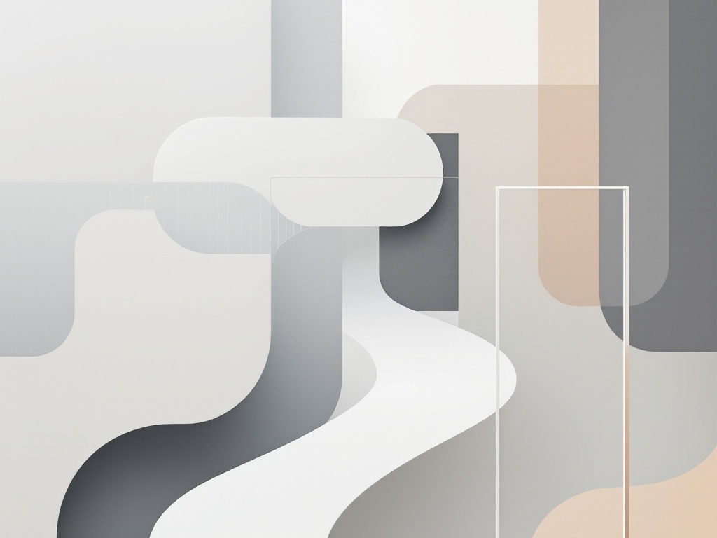 A minimalist, abstract image representing the intersection of language and artificial intelligence with clean, geometric shapes.