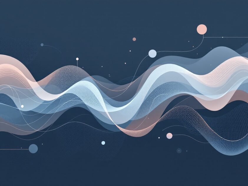 A modern graphic representation of a conversational AI interface.