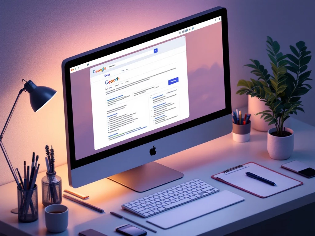 A sleek, modern desktop computer surrounded by office items
