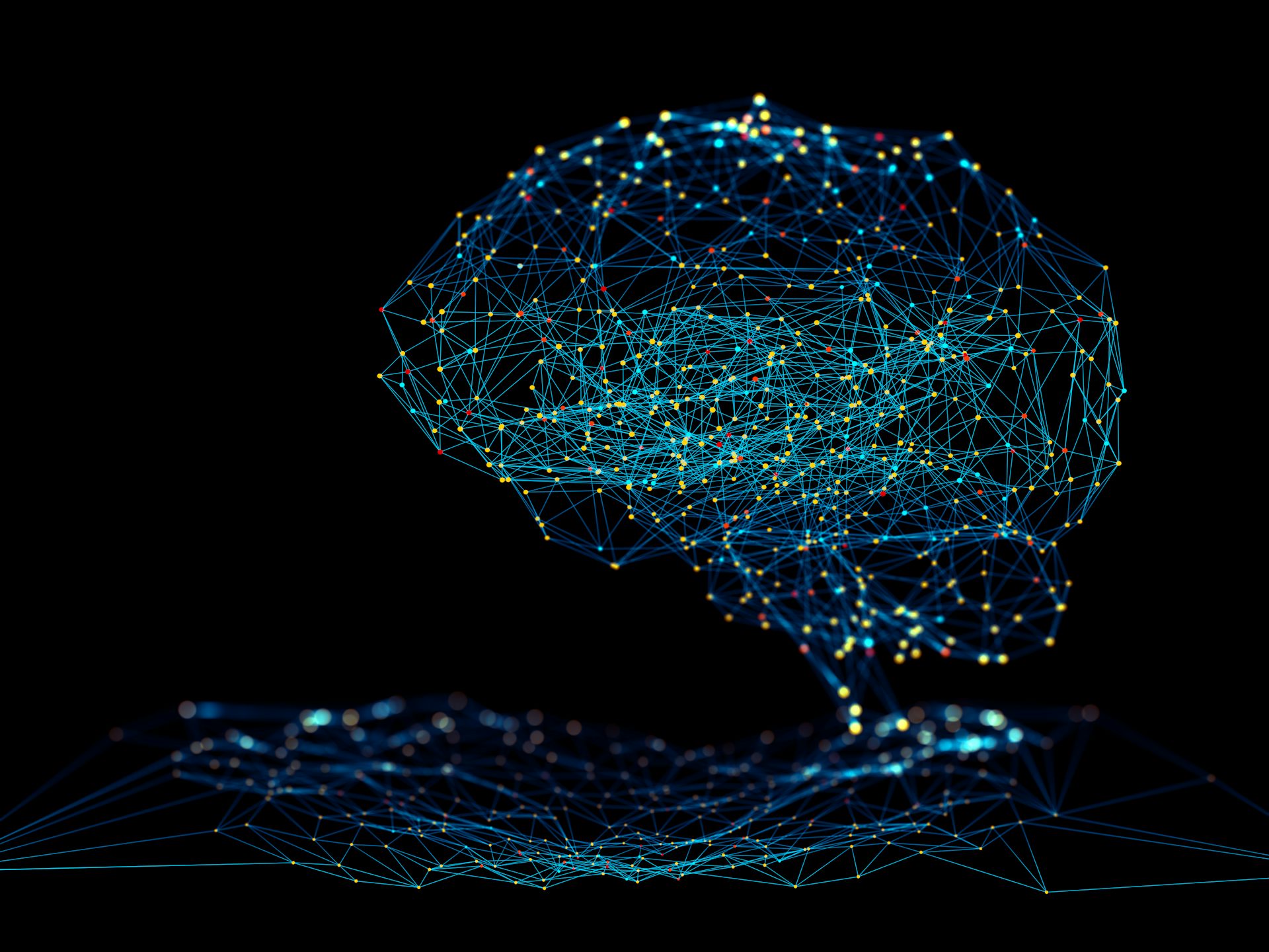 A stylized brain network illustrating neural connections.