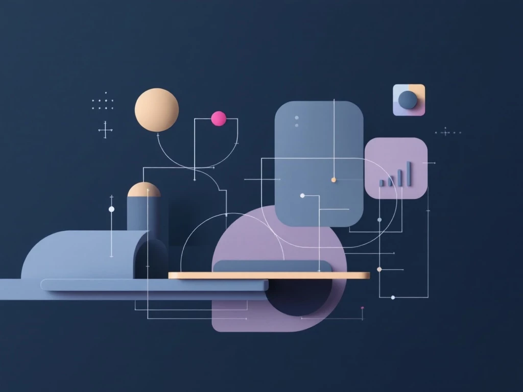 Abstract geometric shapes representing reinforcement learning principles.