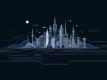 A sleek, minimalist image depicting a stylized digital cityscape with clean lines and muted colors.